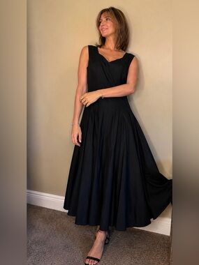 Authentic Kenzo NWT French Classic Black Midi Trapeze Dress France XS